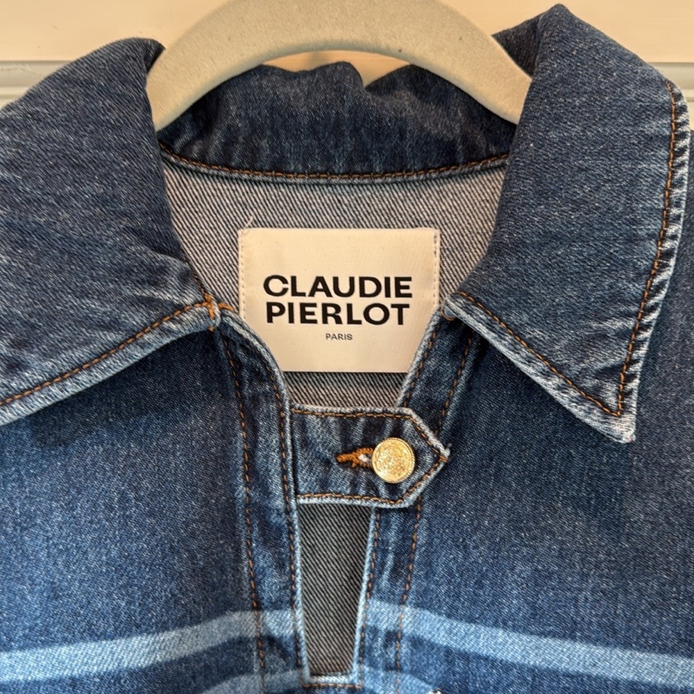 Claudie Pierlot Bateau Stripe-Pattern Denim Top - Picture 7 of 7